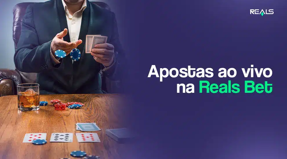 Apostas com cassino ao vivo na Reals Bet. Homem jogando cartas.  