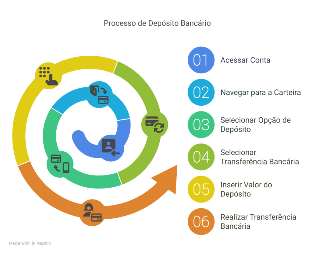 Infográfico detalhado e técnico sobre como depositar na Stake PT