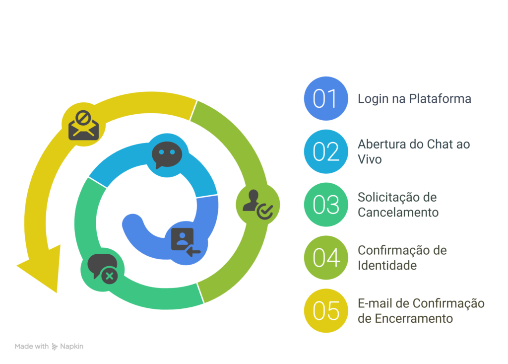 Infográfico que detalha o processo de cancelar conta na Stake PT